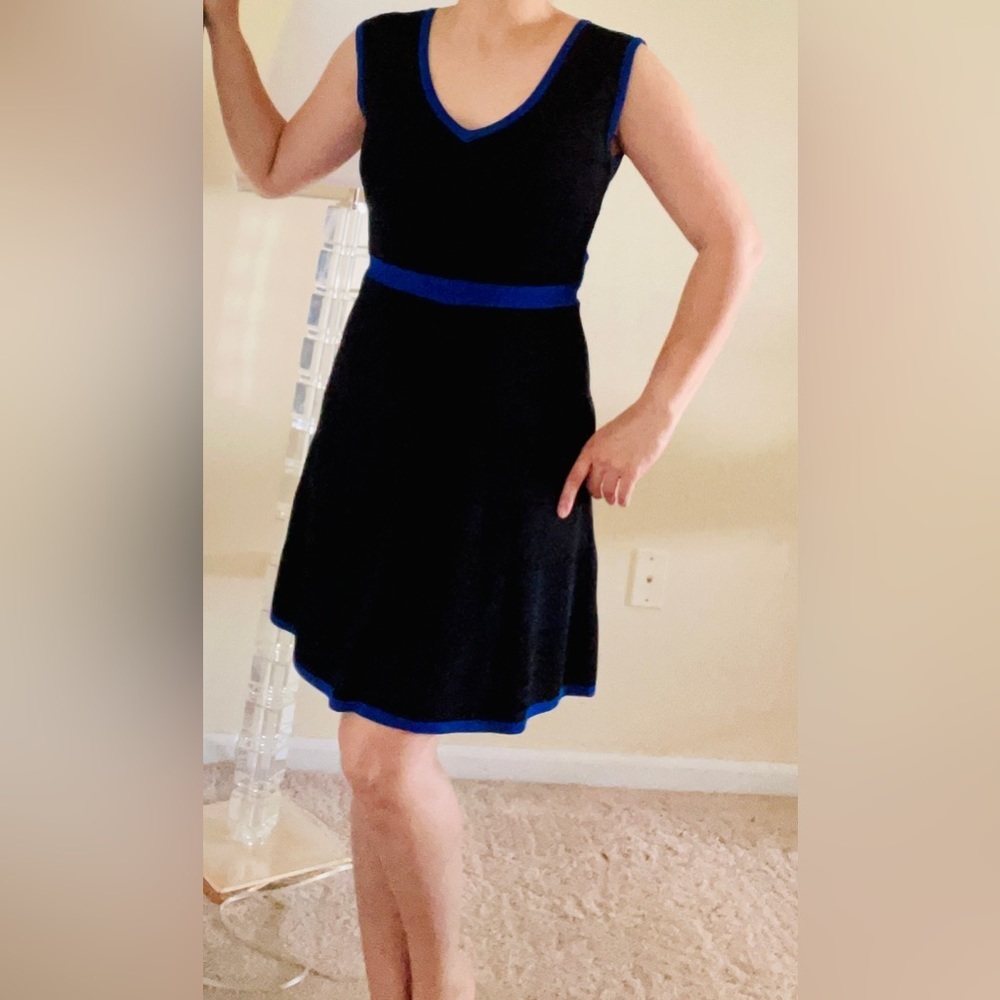 Flattering INC dress size S, black and blue dress
